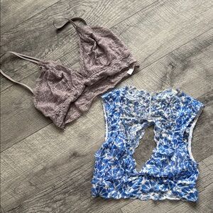 Lot of Free people sz Small Lace Bralette Top in Purple and Blue